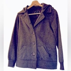 Beautiful dark grey washable hooded jacket, dress up or down